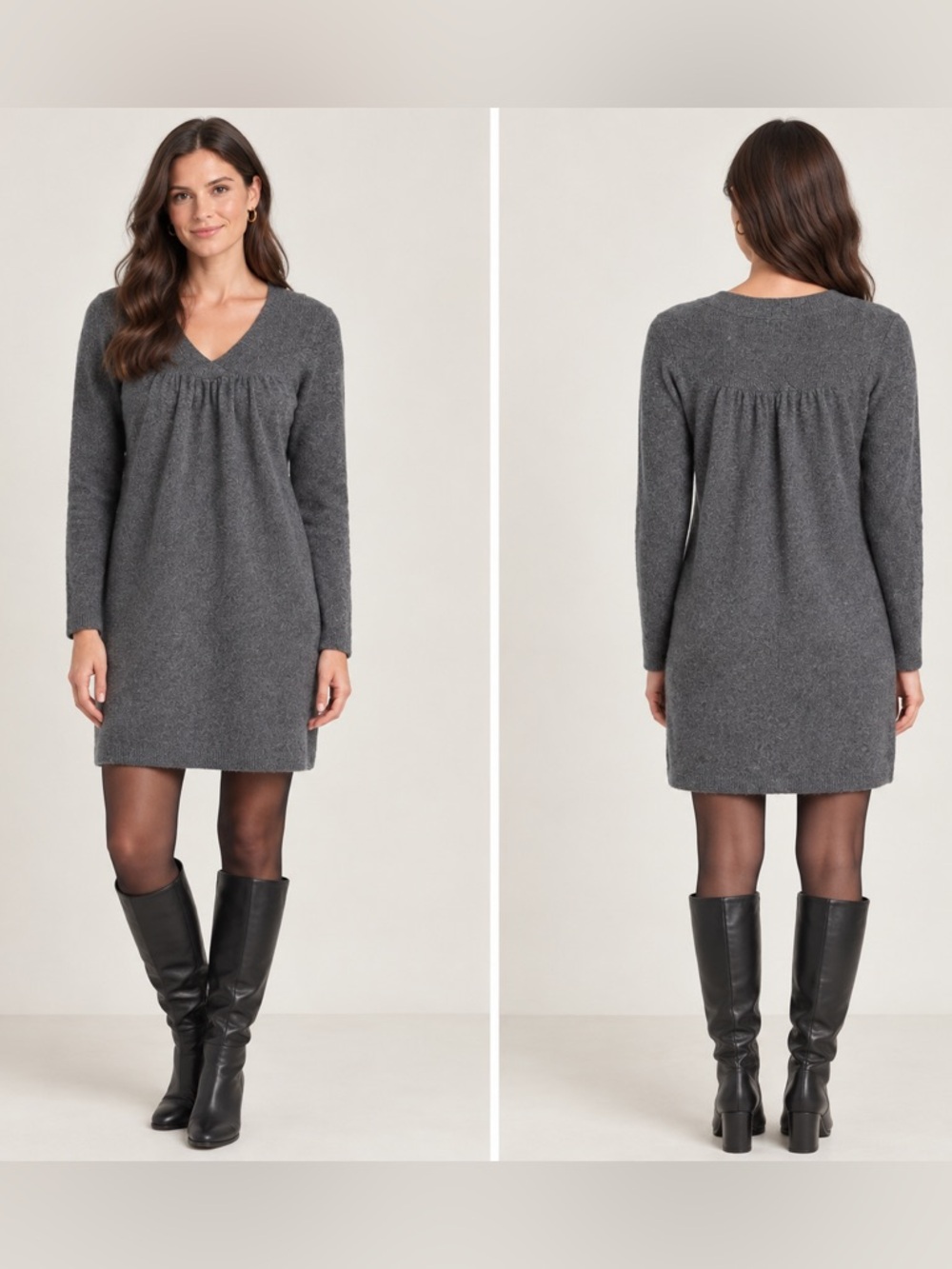 100% Cashmere V-Neck Sweater Dress